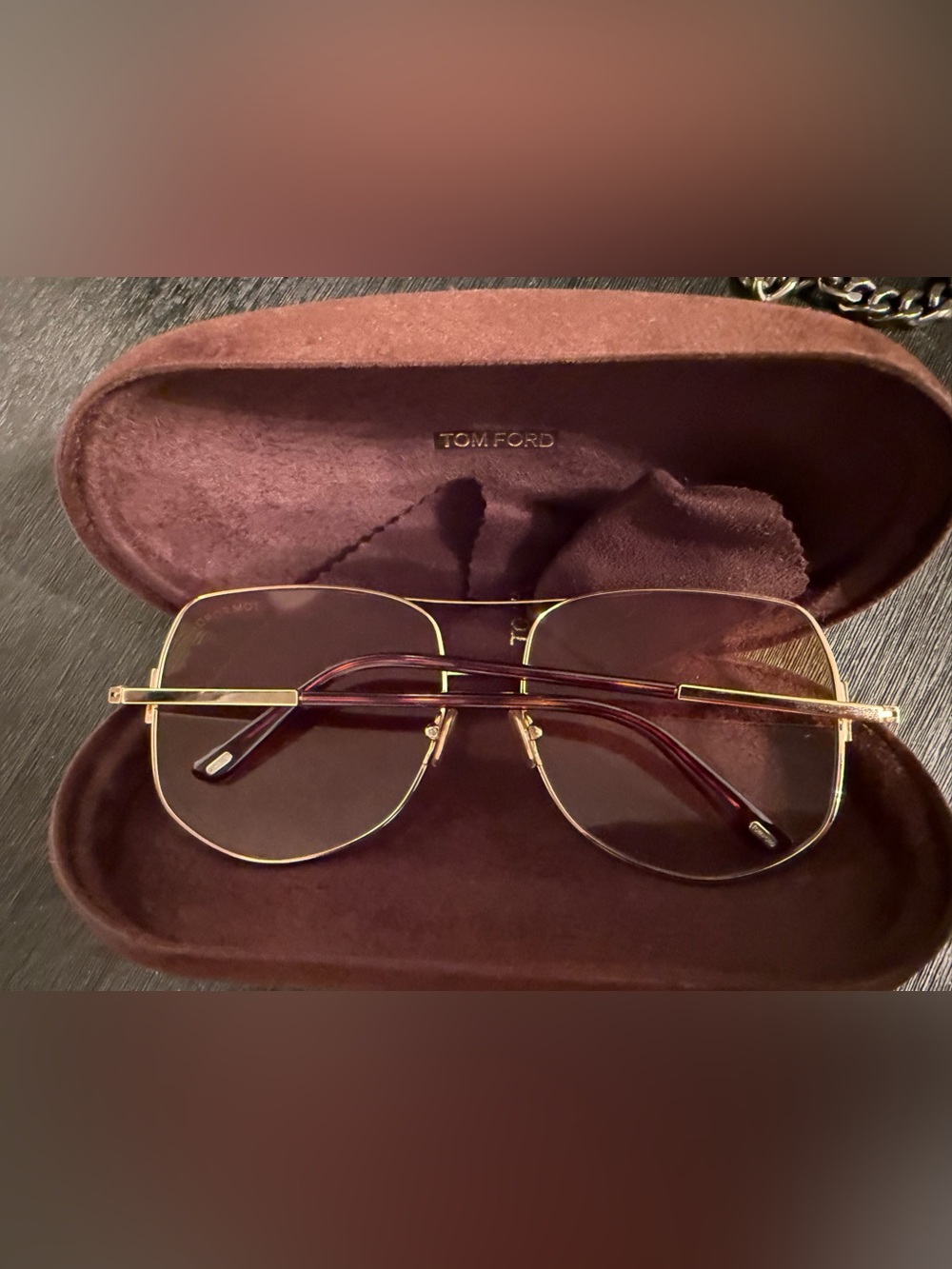 Tom Ford Gold Frame Sunglasses with Brownish-Lenses